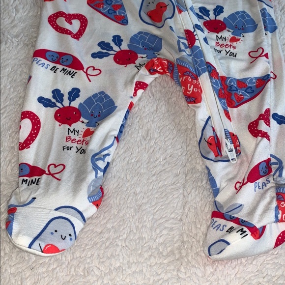 NWT Angel Dear Love You Foodie Much 9-3M Blue 2 Way Zipper Footie Bamboo - Picture 6 of 7